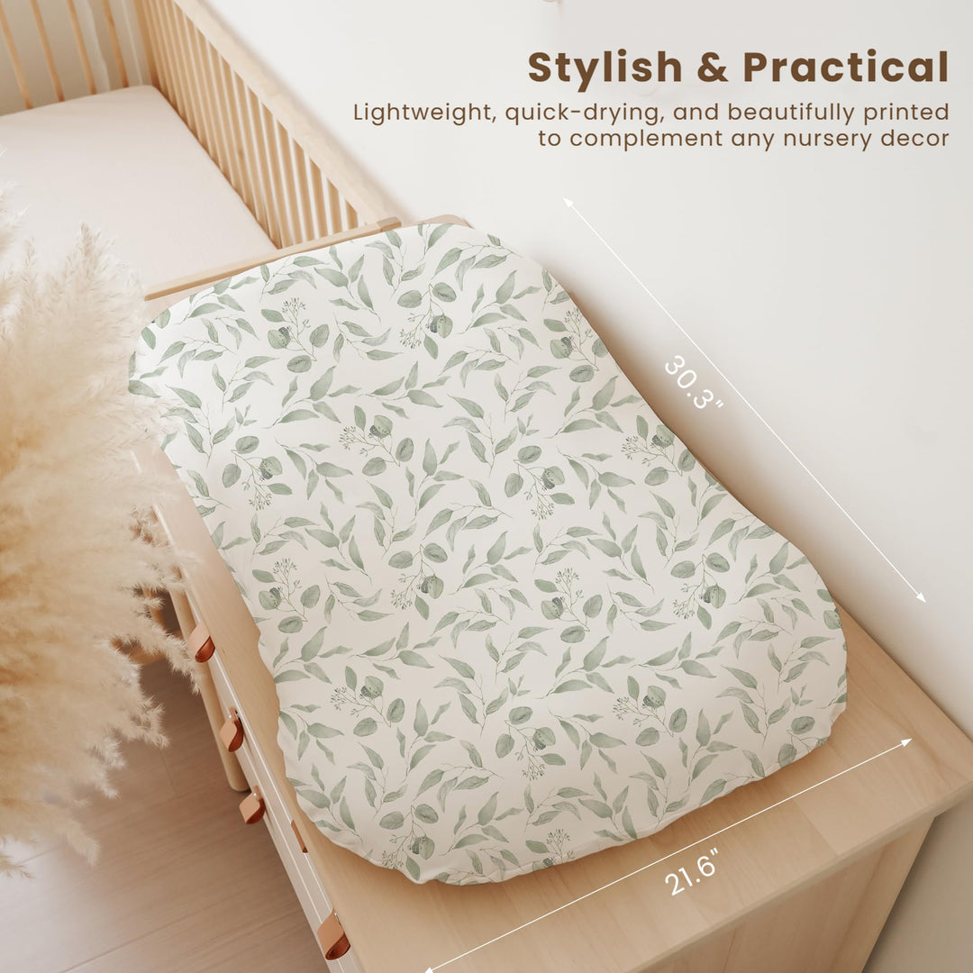 Konssy 2 Pack Baby Lounger Cover, Stretchy Infant Slipcover, Covers Only - Green Leaves,Green - image 5
