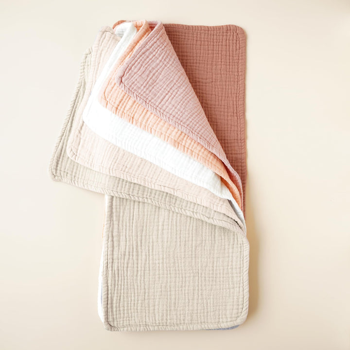 Konssy 6-Pack Thick Muslin Baby Burp Cloths, 6-Layer Ultra Soft Cotton - Beige - image 7