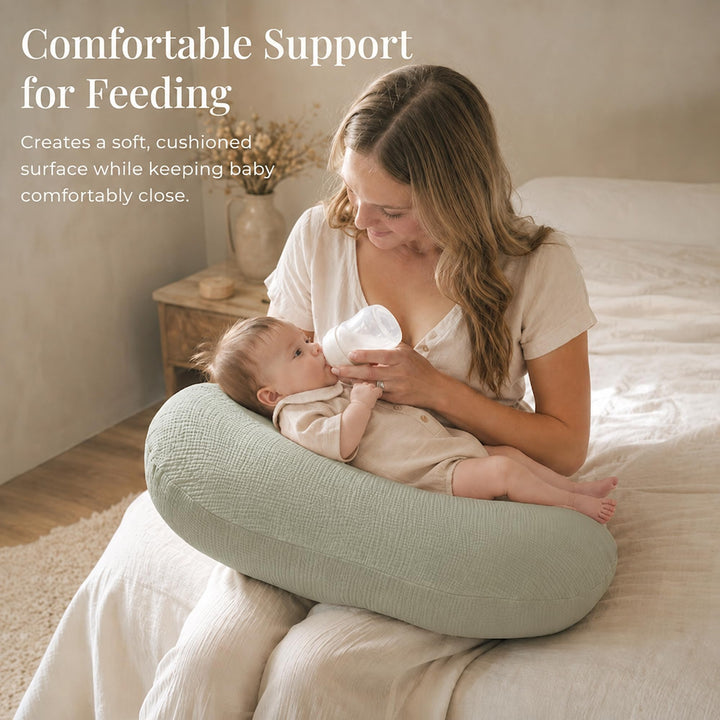 Konssy Muslin Nursing Pillow Covers, Soft Cover for Breastfeeding Pillows - Fog Green - image 2