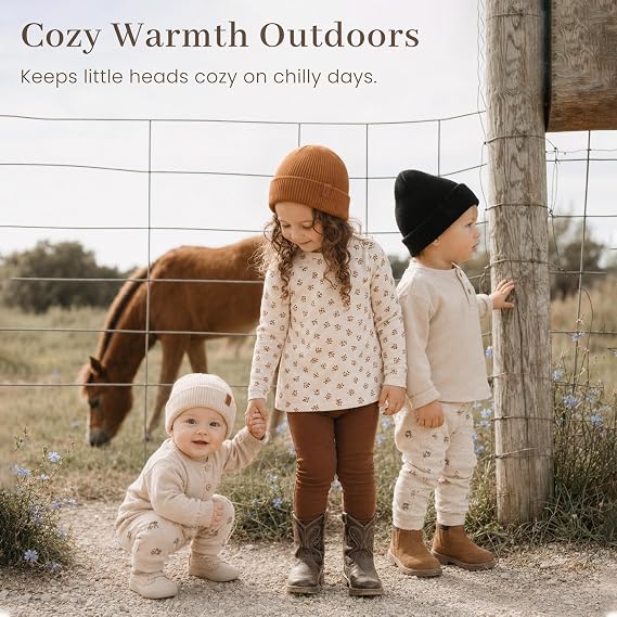 Konnsy 4 Pack Baby Beanie Warm Winter Hats for Newborn Infant Boys Girls | Cozy Double-Layer Knitted Warm Cap, Extra-Soft, Stretch Beanies Without Tight Marks, Multicolor set, Baby Beanies 0-6 Months