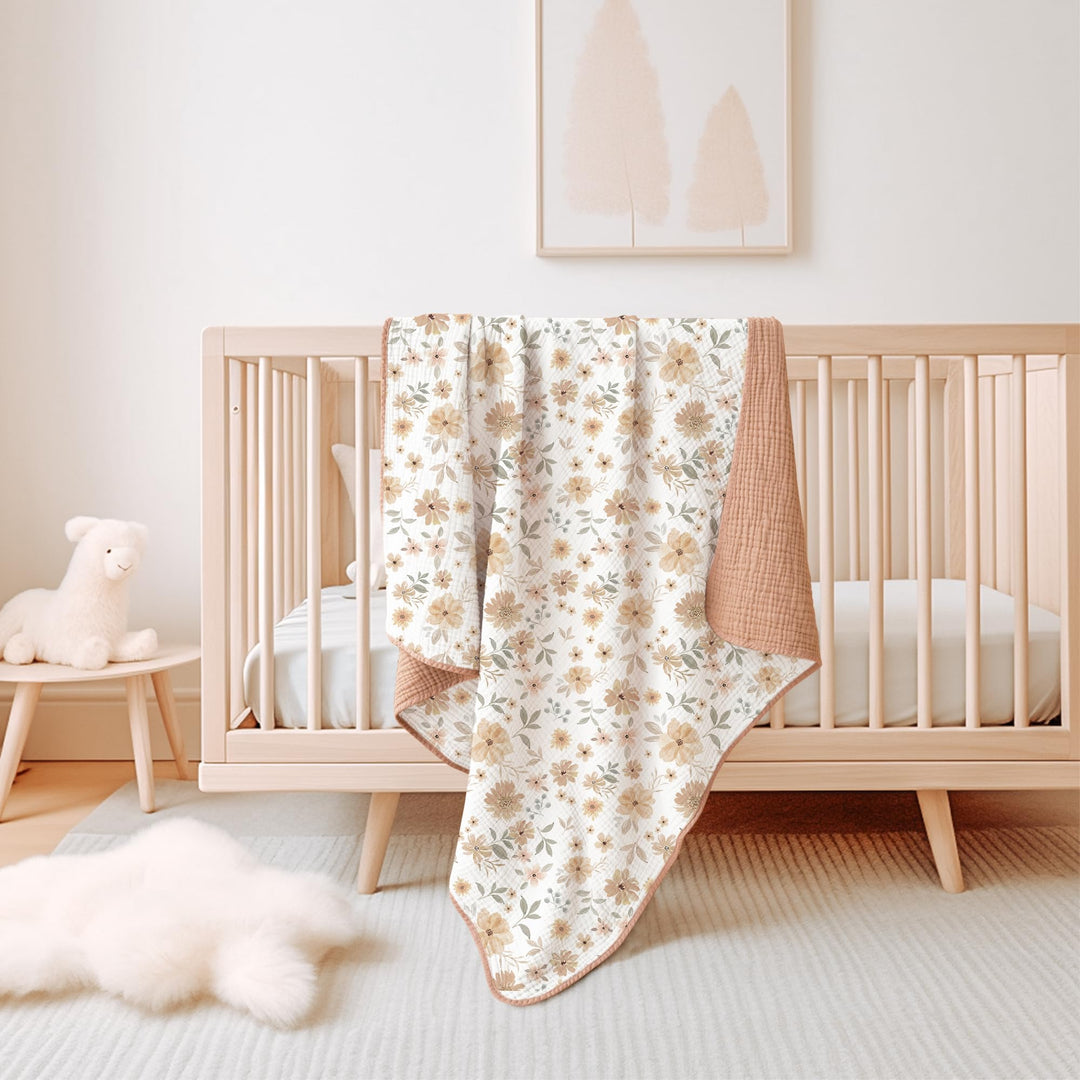 Konssy 100% Cotton Muslin Baby Blanket for Girls Boys, 40"x36"   - Flourish - image 5