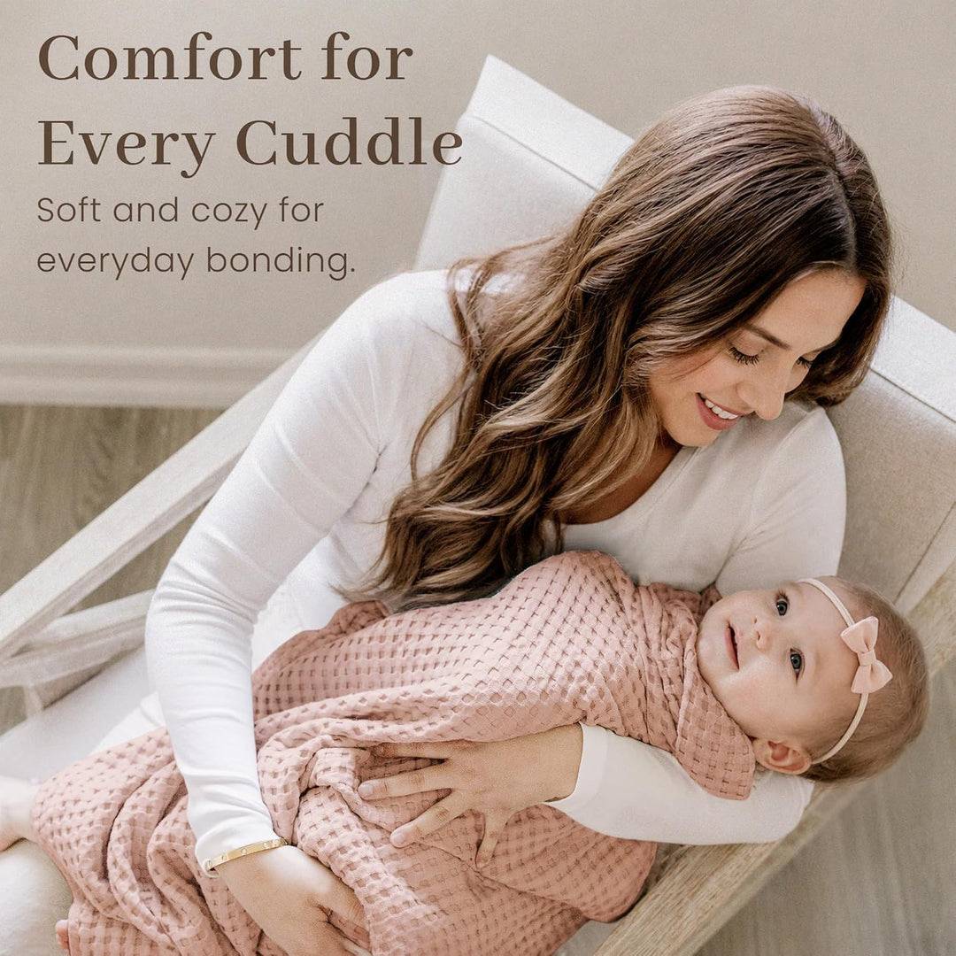 Konssy Waffle Baby Blanket for Boys & Girls, Soft Newborn Swaddle Blanket | Waffle Knit, Cozy Crib Blanket Neutral for Nursery, Stroller & Toddler Bed, Machine Washable, 43" x 43"