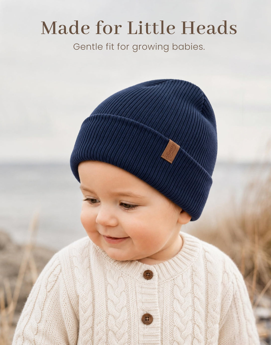 Konssy 4-Pack Baby Beanie Winter Hat for Newborn Infant Boy Girl 0-6 Months - Navy - image 7