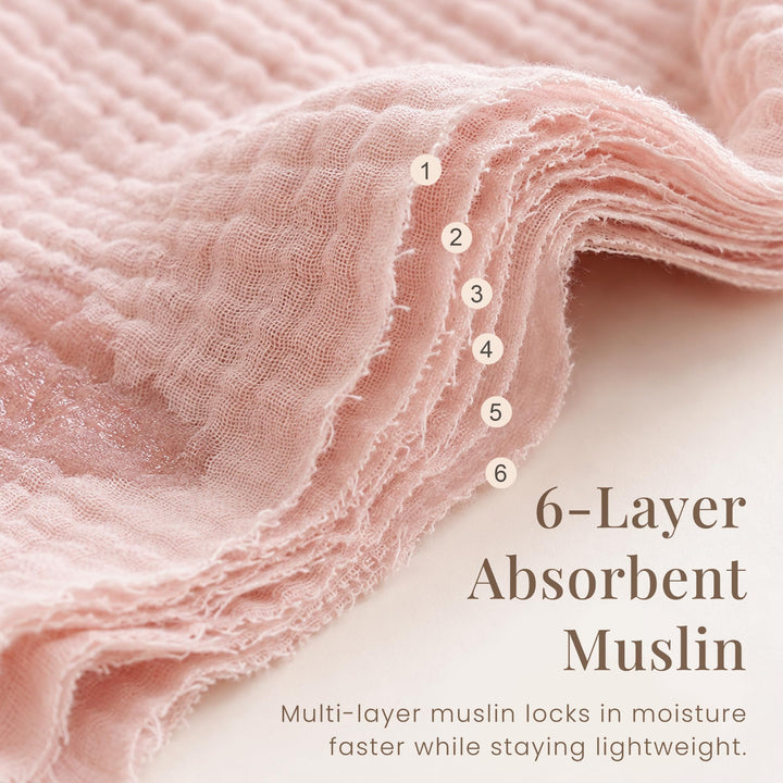 Konssy 7-Pack Muslin Baby Burp Cloths, 6-Layer 100% Cotton - Pink - image 4