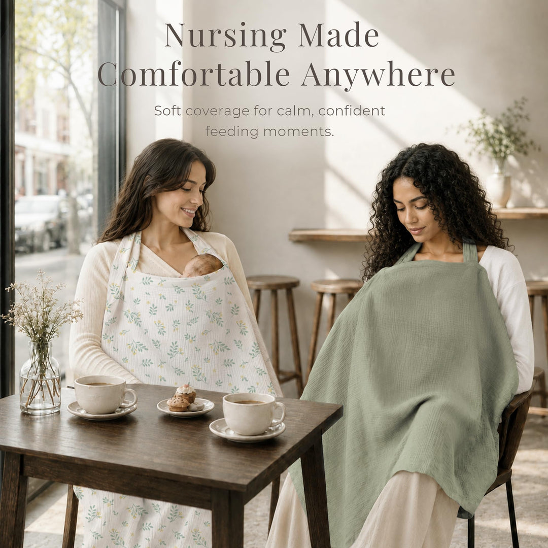 Konssy Muslin Nursing Cover Up for Breastfeeding with Rigid Hoop - shuangceng-buruzhao-Wulv-New - image 8