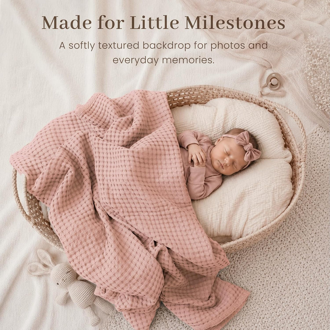 Konssy Waffle Baby Blanket for Boys & Girls, Soft Newborn Swaddle Blanket | Waffle Knit, Cozy Crib Blanket Neutral for Nursery, Stroller & Toddler Bed, Machine Washable, 43" x 43"