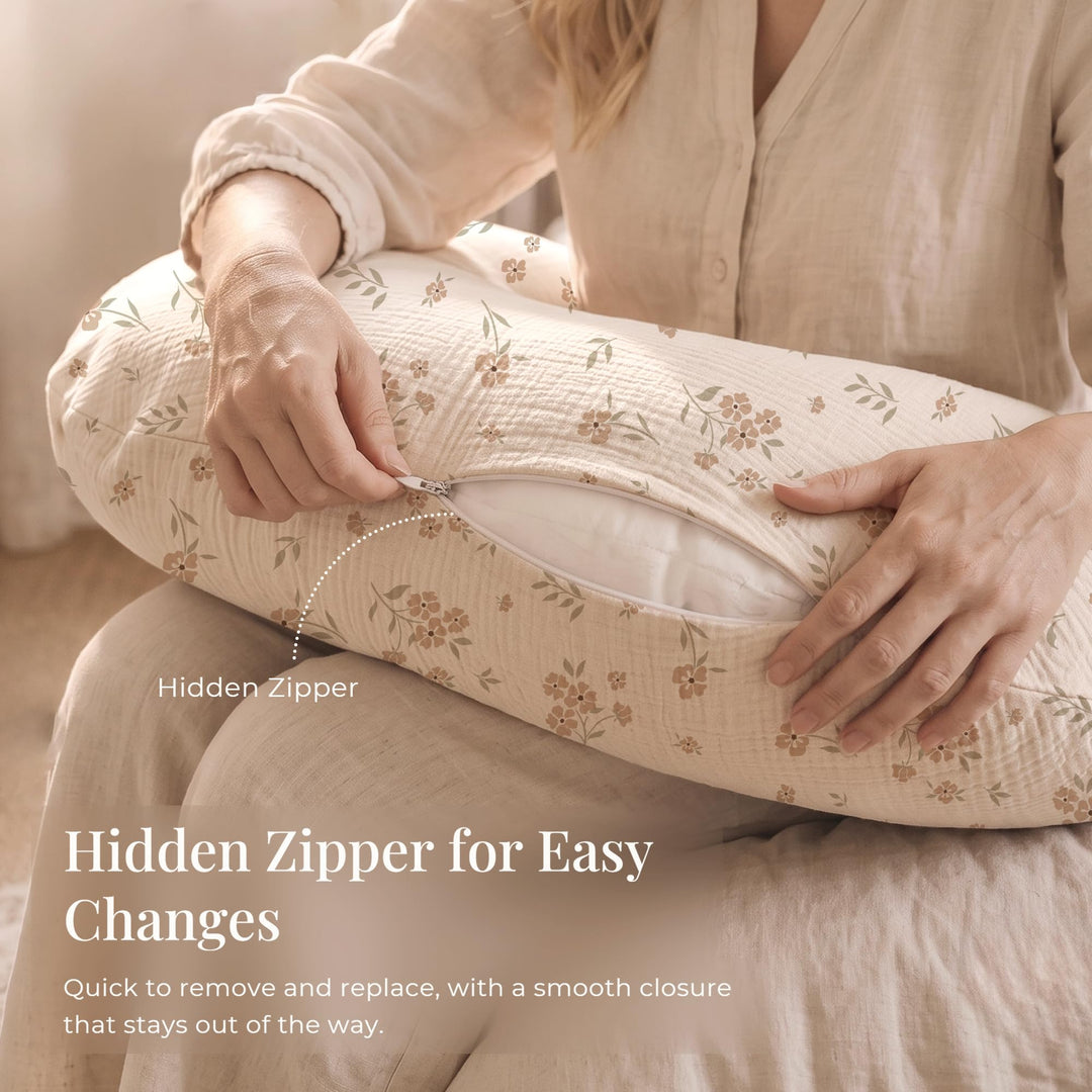 Konssy Muslin Nursing Pillow Covers, Soft Cover for Breastfeeding Pillows - Blossom - image 3