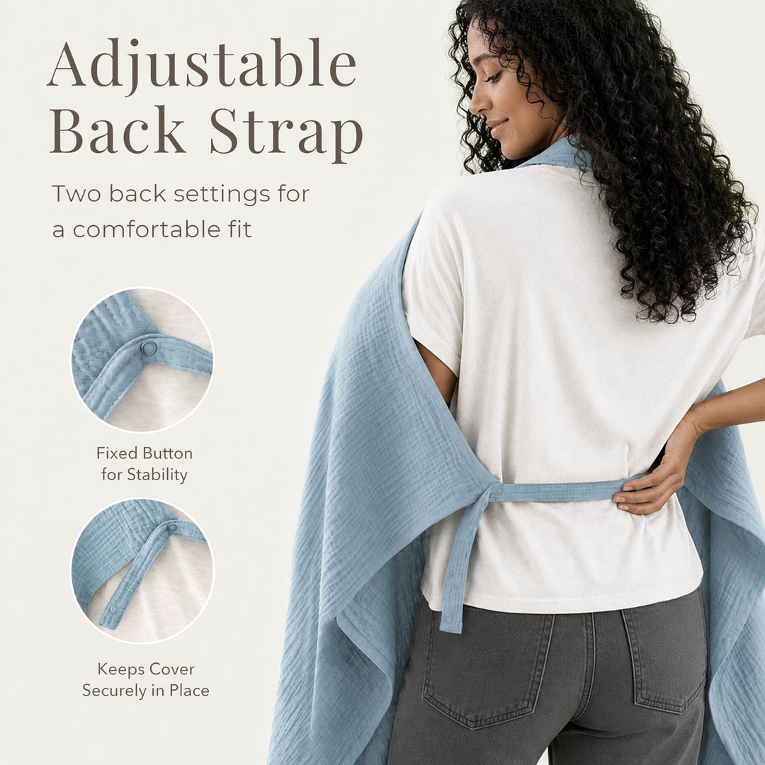 Konssy Muslin Nursing Cover Up for Breastfeeding with Rigid Hoop - shuangceng-buruzhao-wulan-New - image 5