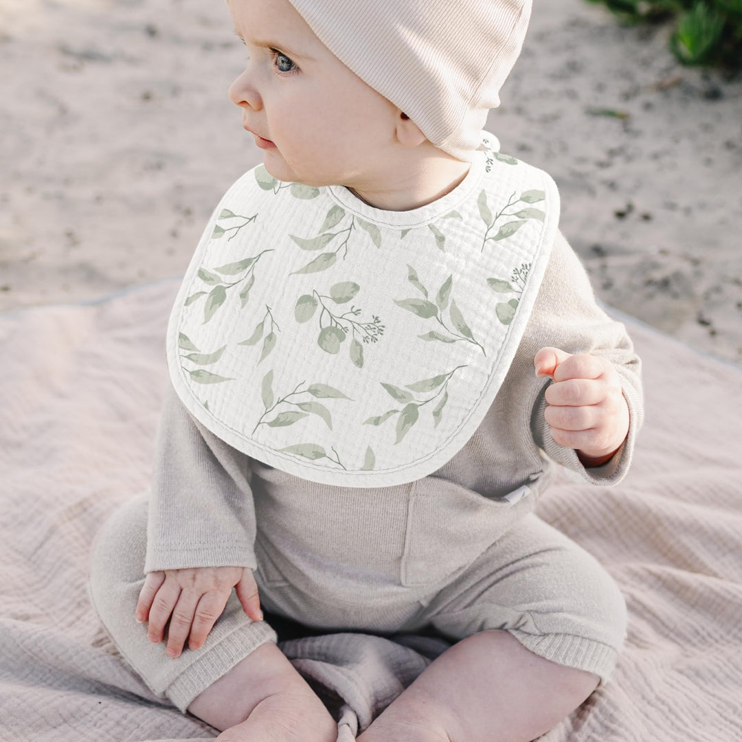 Konssy 10-Pack Muslin Baby Bibs for Drooling and Teething - Greenery - image 6