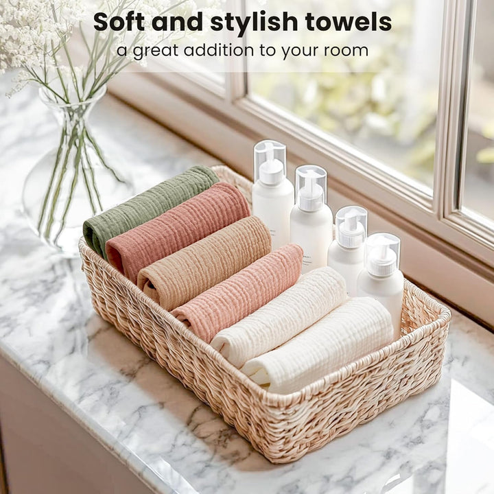 Konssy 6 Pack Face Cloths, 100% Muslin Cotton Wash Cloth for Washing Face - Pastel - image 7