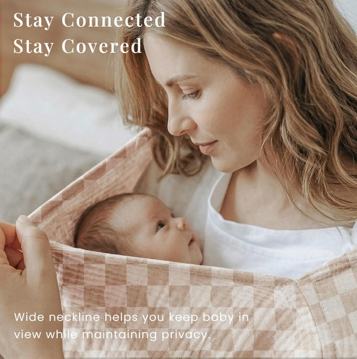 Konssy Muslin Nursing Cover for Breastfeeding, 360° Full Privacy Breathable 100% Cotton Breastfeeding Cover, Multi-use Carseat Canopy