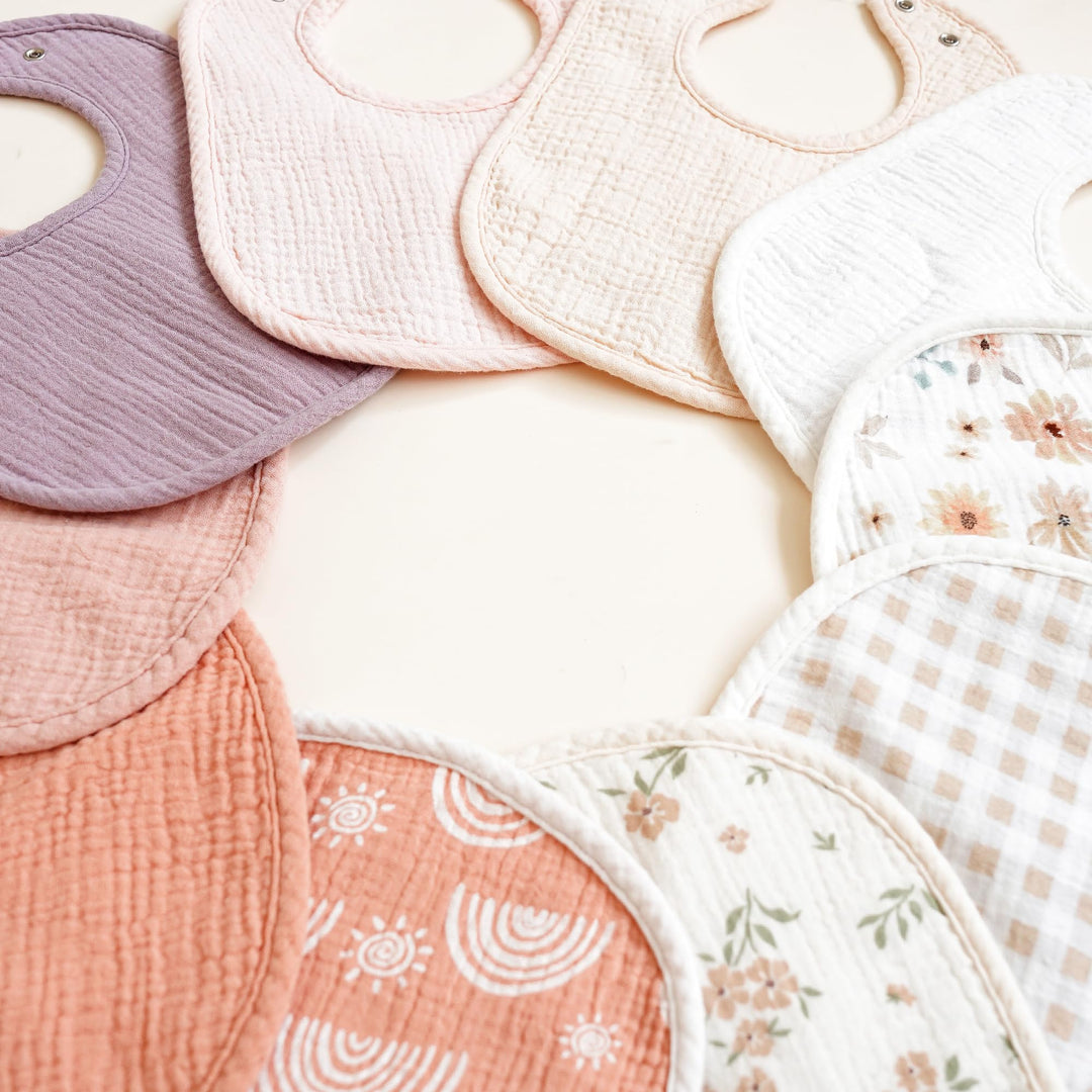 Konssy 10-Pack Muslin Baby Bibs for Drooling and Teething - Flower - image 6