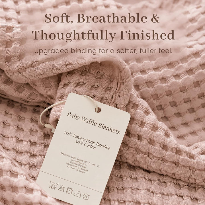 Konssy Waffle Baby Blanket for Boys & Girls, Soft Newborn Swaddle Blanket | Waffle Knit, Cozy Crib Blanket Neutral for Nursery, Stroller & Toddler Bed, Machine Washable, 43" x 43"