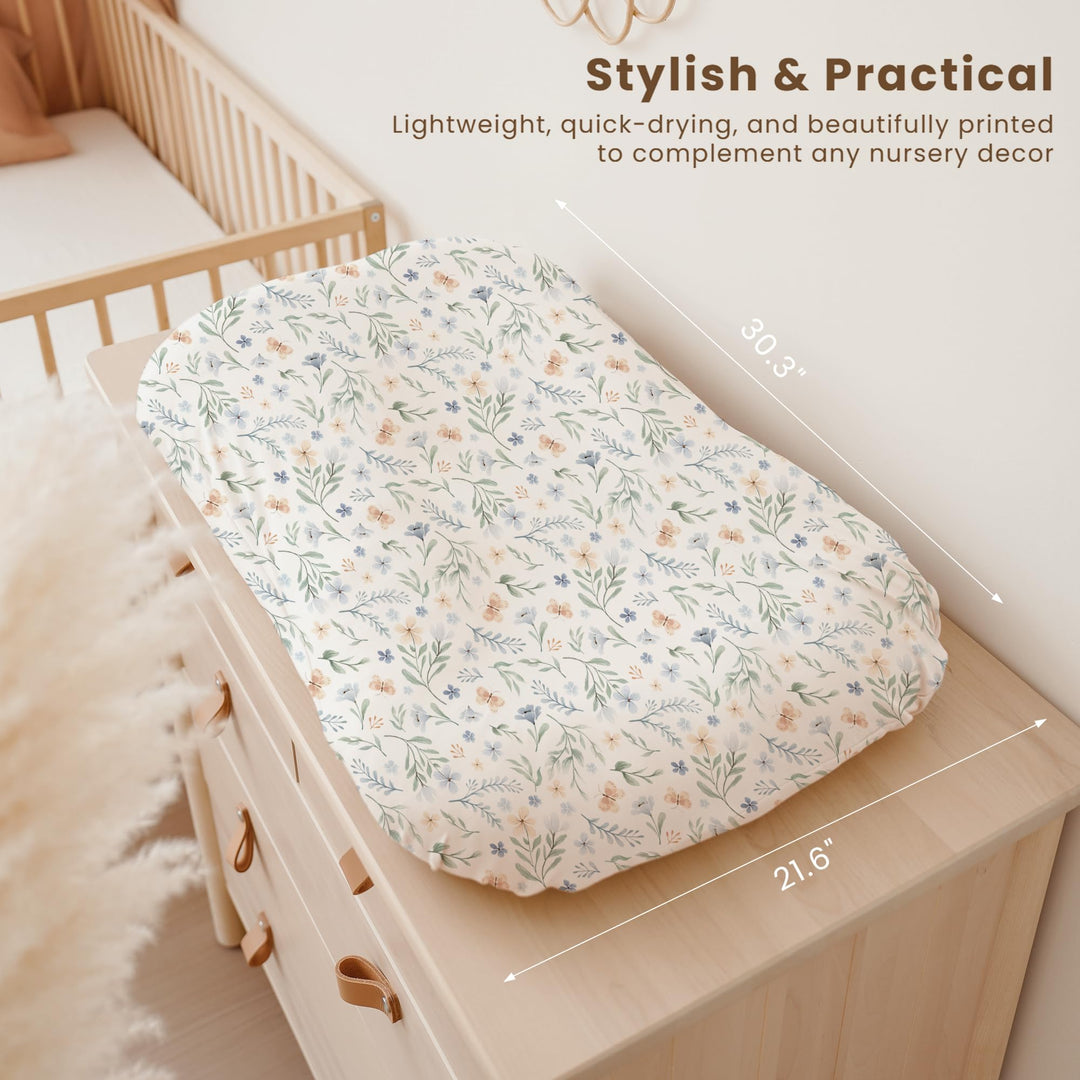 Konssy 2 Pack Baby Lounger Cover, Stretchy Infant Slipcover, Covers Only - Blue Grass,Ice Blue - image 5