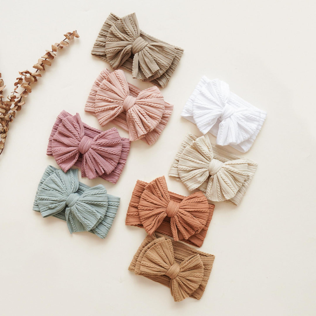 Prohouse 8 Pack Baby Bows Headbands for Girls, Newborn Nylon Headbands - Beige - image 4