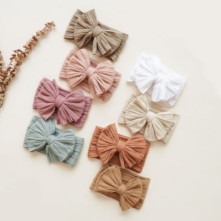 Prohouse 8 Pack Baby Bows Headbands for Girls, Newborn Nylon Headbands - Beige - image 4