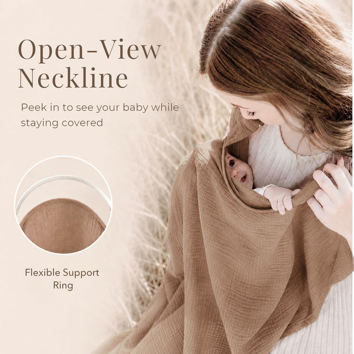 Konssy Muslin Nursing Cover Up for Breastfeeding with Rigid Hoop - Brown - image 4