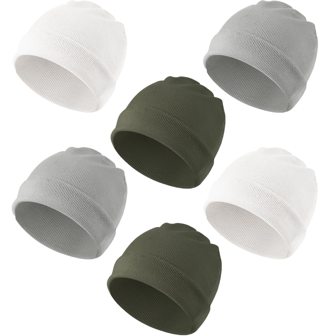 Konssy 6 Pack Baby Beanie Hats for Newborn Infant Girls Boys, 6-24 Months - Grey - image 1