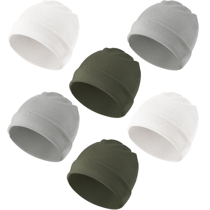 Konssy 6 Pack Baby Beanie Hats for Newborn Infant Girls Boys, 6-24 Months - Grey - image 1