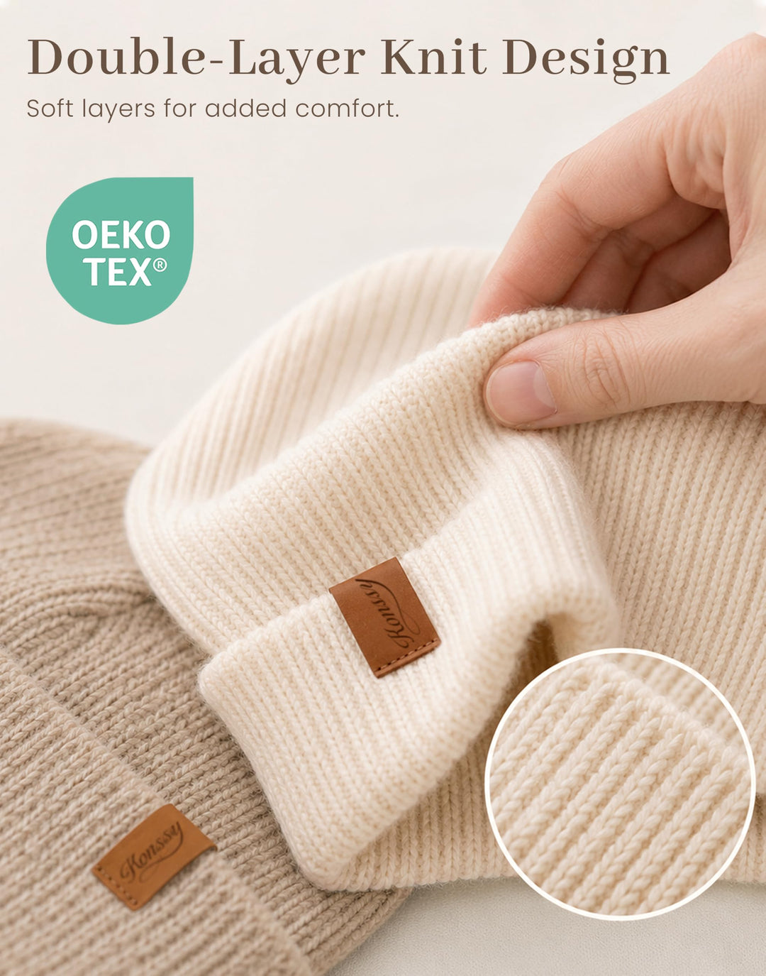 Konssy 4-Pack Baby Beanie Winter Hat for Newborn Infant Boy Girl 0-6 Months - Brown - image 2