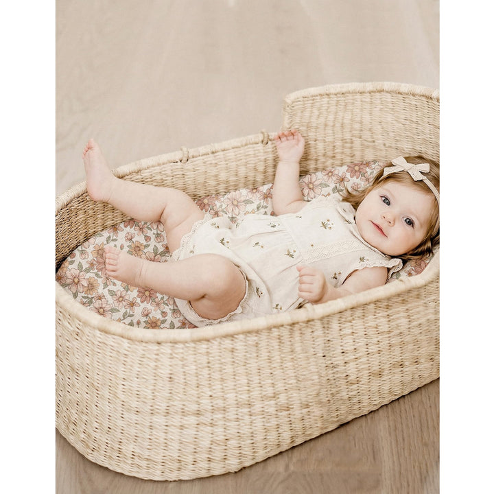 Konssy 2 Pack Muslin Bassinet Sheets for Baby Girls Boys, 33"x21" - Vintage Petals,Taupe - image 8