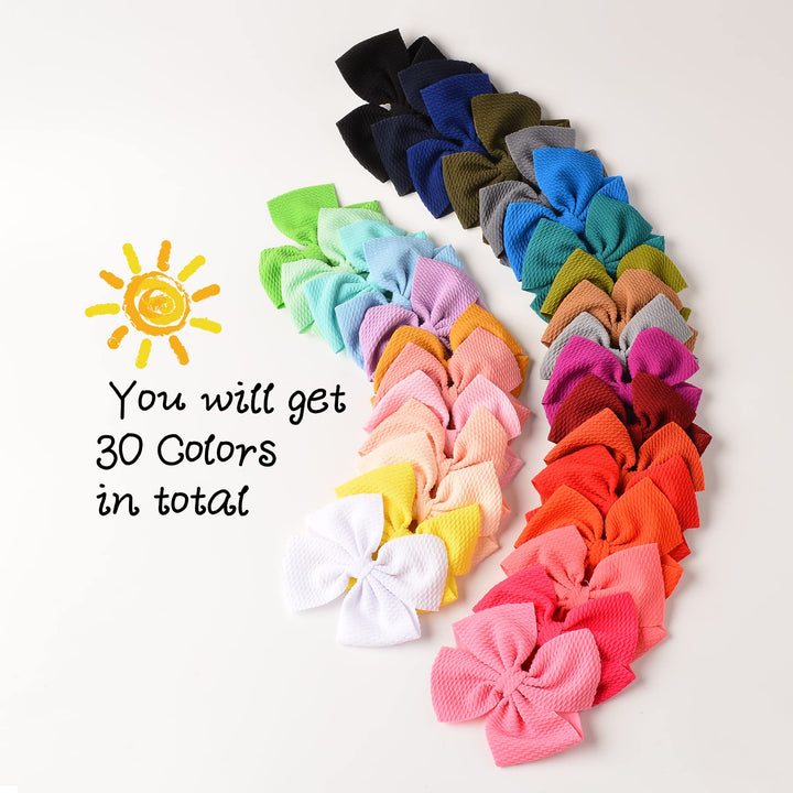 Prohouse 30 Pcs Waffle Hair Bows for Baby Girls with Alligator Clips - Fengchexi-Jiazi=30PCS - image 7