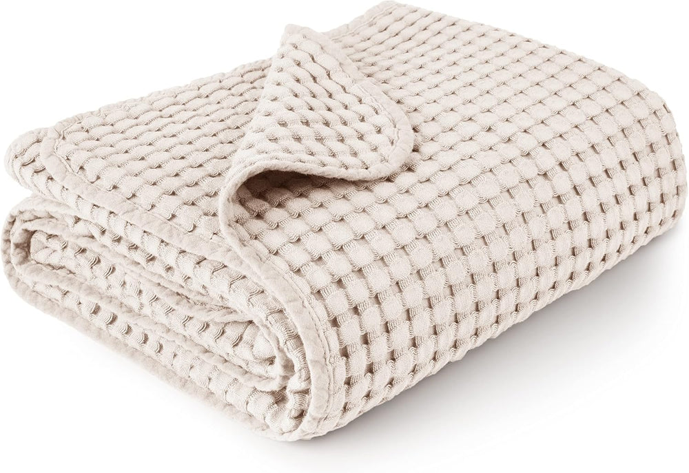 Konssy Waffle Baby Blanket - Soft & Cozy Nursery Swaddle Blanket, Lightweight Toddler Throw for Boys & Girls, Ideal for Wrapping - Oat - 41" x 37" - B0B3J7RYTF image 1