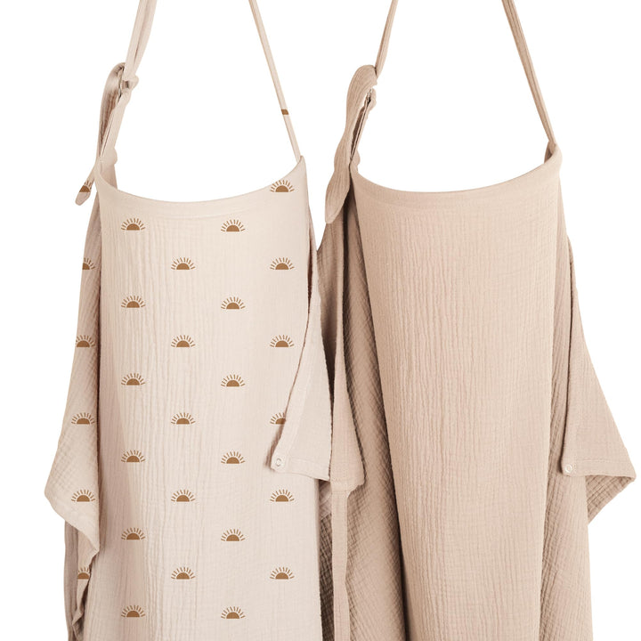 Konssy 2-Pack Muslin Nursing Cover Up for Breastfeeding Mom with Rigid Hoop - Wheat,Sun - image 1
