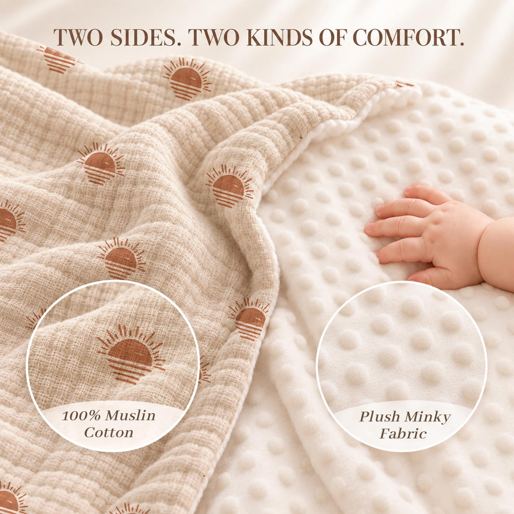 Konssy Soft Muslin Baby Blanket for Unisex Boys & Girls, 30 x 40 Inch - Afterglow - image 2