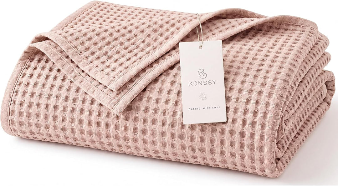 Konssy Waffle Baby Blanket for Boys & Girls, Soft Newborn Swaddle Blanket | Waffle Knit, Cozy Crib Blanket Neutral for Nursery, Stroller & Toddler Bed, Machine Washable, 43" x 43"