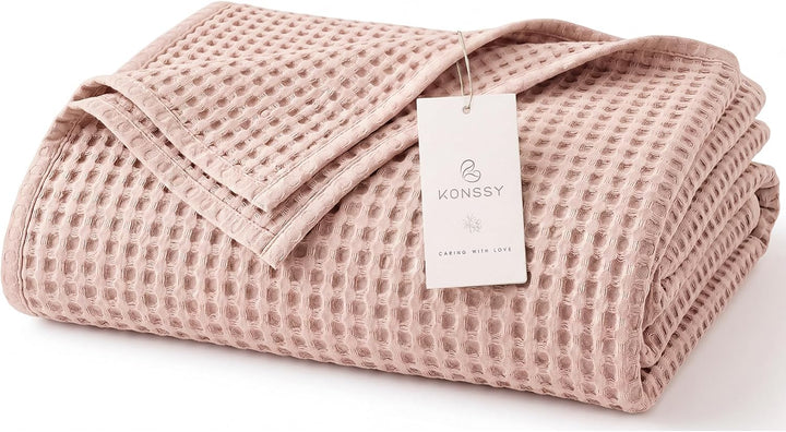 Konssy Waffle Baby Blanket for Boys & Girls, Soft Newborn Swaddle Blanket | Waffle Knit, Cozy Crib Blanket Neutral for Nursery, Stroller & Toddler Bed, Machine Washable, 43" x 43"