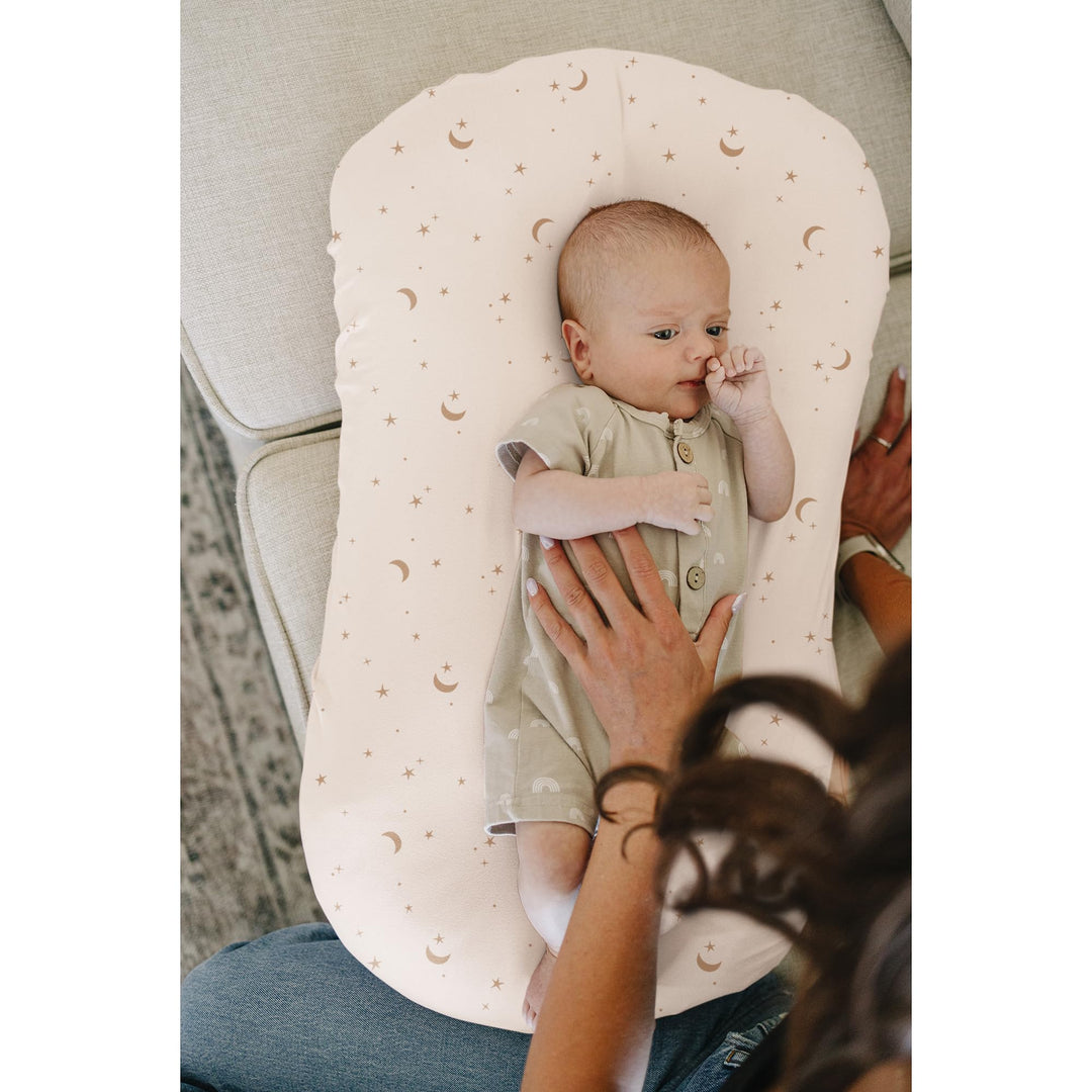 Konssy 2 Pack Baby Lounger Cover, Stretchy Infant Slipcover, Covers Only - Coffee Check,Moon - image 7