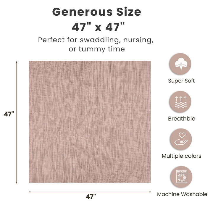 Konssy 3-Pack Muslin Baby Swaddle Blankets, 47 x 47 In Receiving Blankets - Vintage Petals - image 6