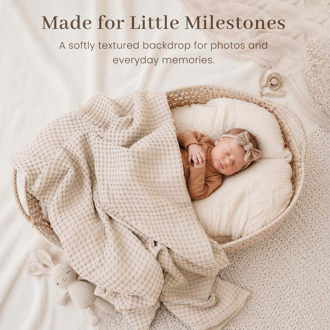 Konssy Waffle Baby Blanket for Boys & Girls, Soft Newborn Swaddle Blanket | Waffle Knit, Cozy Crib Blanket Neutral for Nursery, Stroller & Toddler Bed, Machine Washable, 43" x 43"