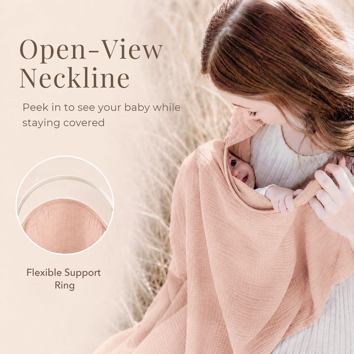 Konssy Muslin Nursing Cover Up for Breastfeeding with Rigid Hoop - shuangceng-buruzhao-pifen-New - image 4