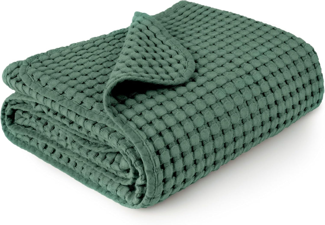 Konssy Waffle Baby Blanket - Soft & Cozy Nursery Swaddle Blanket, Lightweight Toddler Throw for Boys & Girls, Ideal for Wrapping - Green - 41" x 37" - B0BM5LM2LP image 1