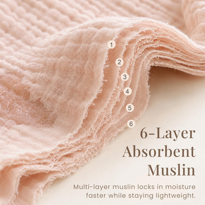 Konssy 7-Pack Muslin Baby Burp Cloths, 6-Layer 100% Cotton - Fog Green - image 4