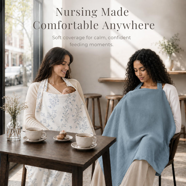 Konssy Muslin Nursing Cover Up for Breastfeeding with Rigid Hoop - shuangceng-buruzhao-wulan-New - image 8