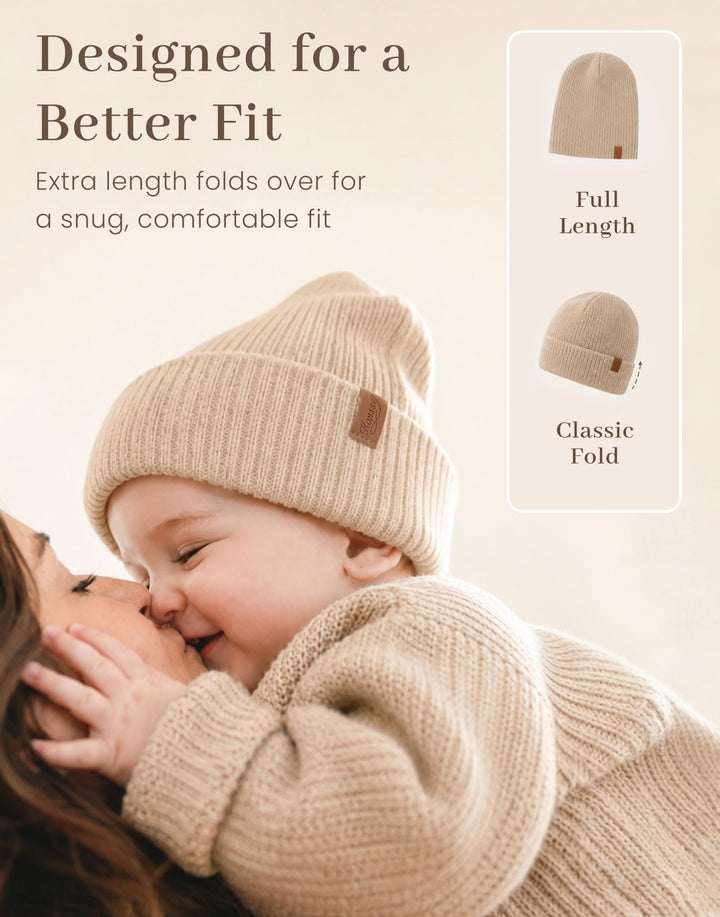 Konssy 4-Pack Baby Beanie Winter Hat for Newborn Infant Boy Girl 0-6 Months - Brown - image 6