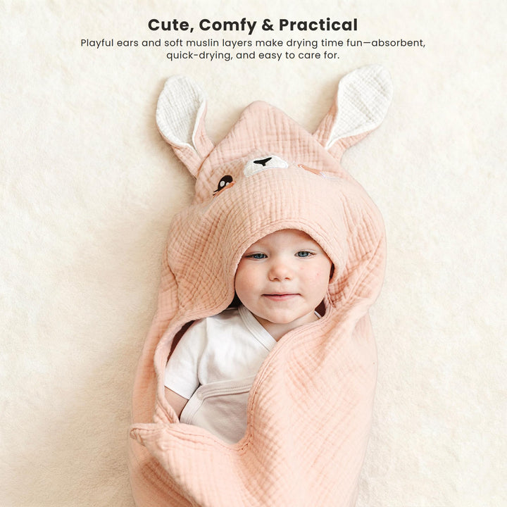 Konssy 2-Pack Muslin Baby Towels with Animal Hooded Design, 32 x 32 In - Dongwu-Yujin-Fentulu-Xin - image 5