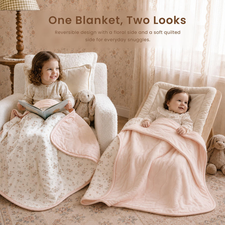 Konssy Floral & Quilted Baby Blanket for Girls, 33.5 x 45 in - Blossom - image 7