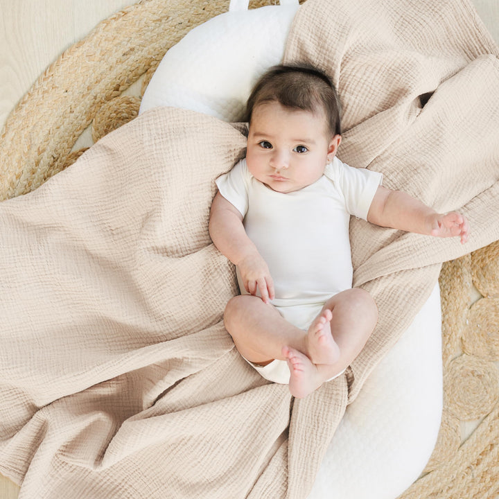 Konssy Muslin Swaddle Blankets, 100% Cotton Receiving Blankets, 47"x 47" - Blossom,cream - image 2