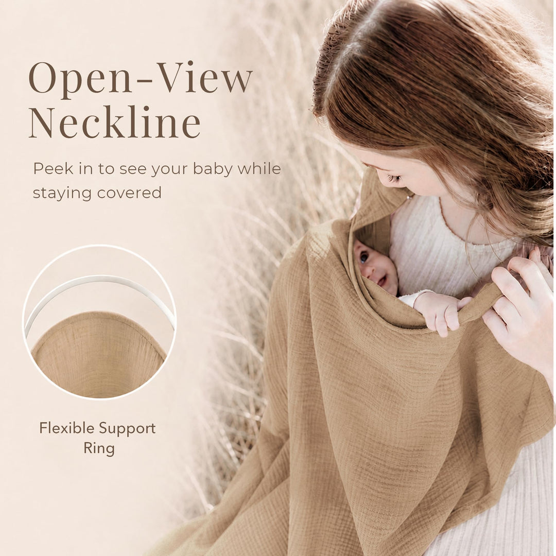Konssy Muslin Nursing Cover Up for Breastfeeding with Rigid Hoop - shuangceng-buruzhao-qianka-New - image 4