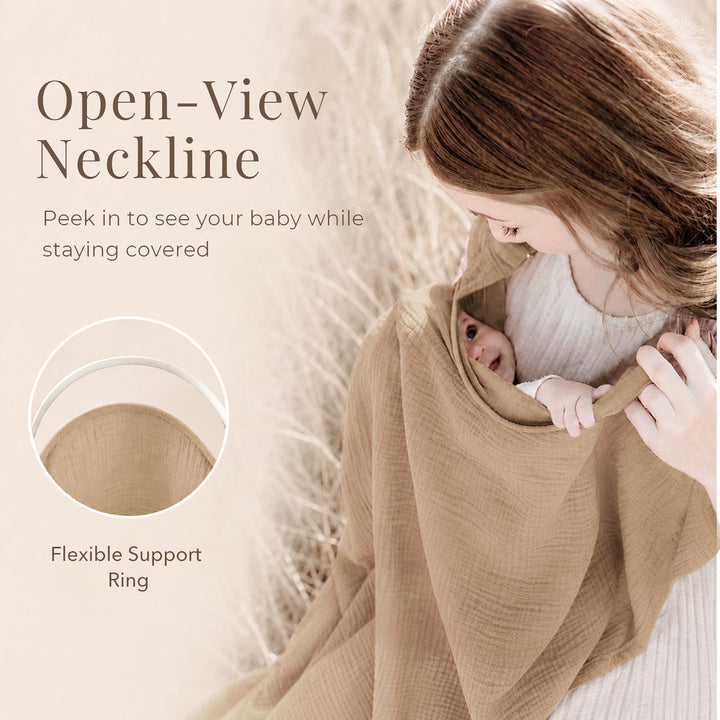 Konssy Muslin Nursing Cover Up for Breastfeeding with Rigid Hoop - shuangceng-buruzhao-qianka-New - image 4