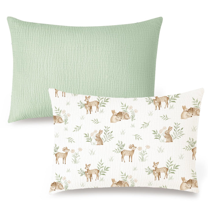 Konssy 2 Pack Muslin Toddler Pillowcases, Soft Baby Pillow Cases, 13"x18" - Woodland,Sage - image 1