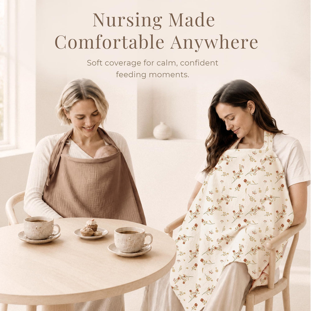 Konssy Muslin Nursing Cover Up for Breastfeeding with Rigid Hoop - Brown - image 8