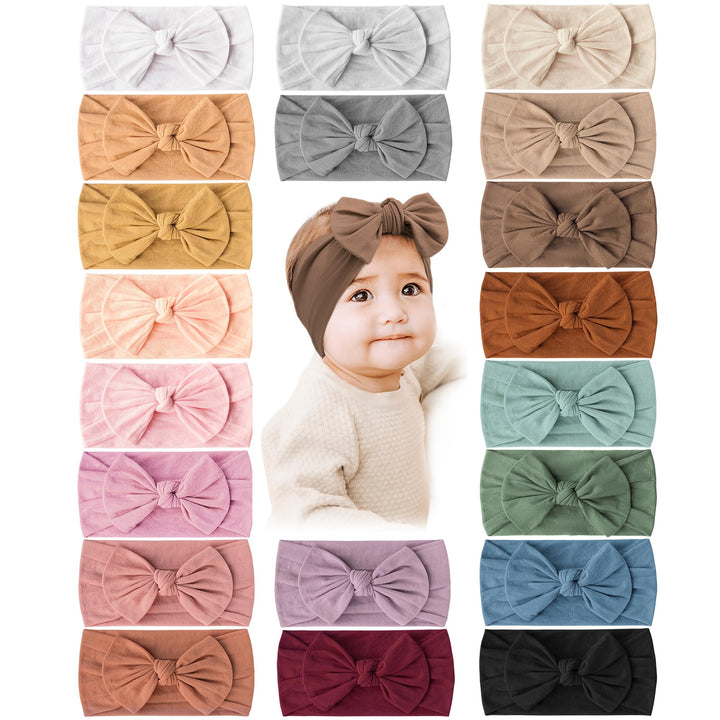 Prohouse 20 Pcs Baby Girl Bows and Headbands, Elastics Nylon Hairbands - Guangban-20Se-3dai-New - image 1
