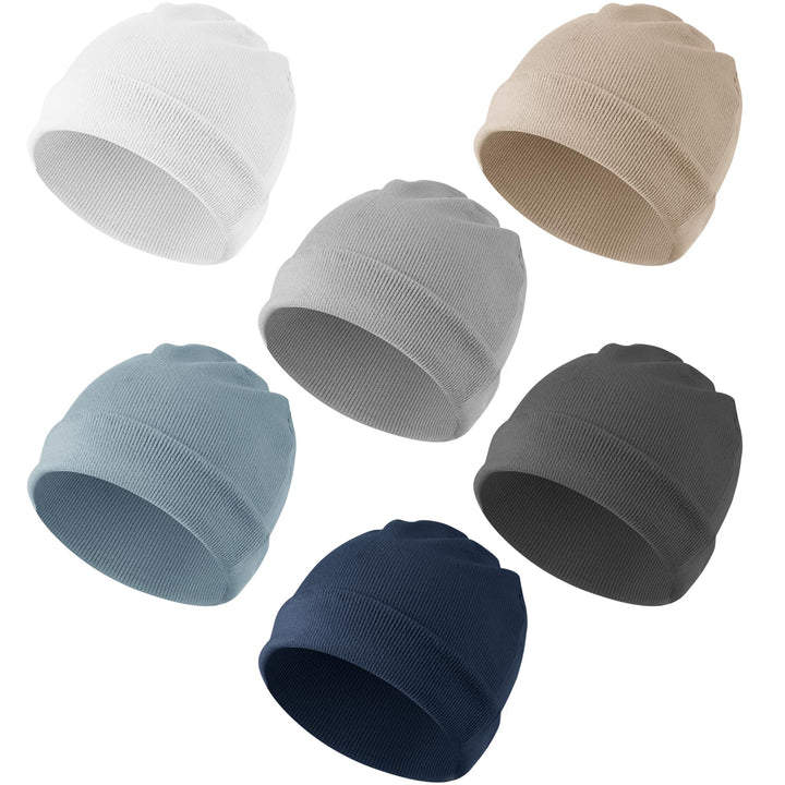 Konssy 6 Pack Baby Beanie Hats for Newborn Infant Girls Boys, 0-6 Months - Xiao-Yuanmao-4Dai-Lan-Xin - image 1