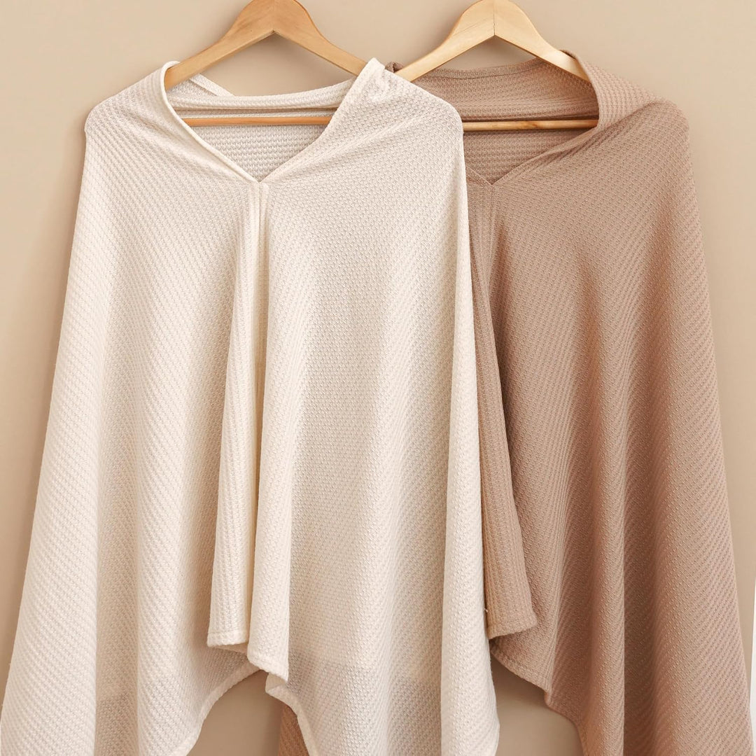 Konssy Nursing Cover for Breastfeeding, Soft Breathable Privacy Poncho - Beige - image 8