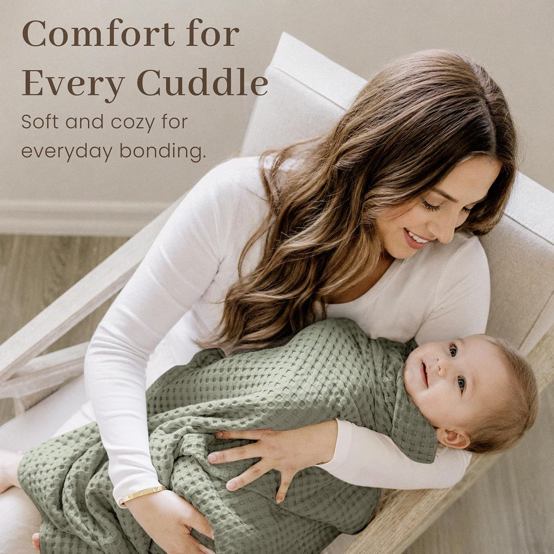 Konssy Waffle Baby Blanket for Boys & Girls, Soft Newborn Swaddle Blanket | Waffle Knit, Cozy Crib Blanket Neutral for Nursery, Stroller & Toddler Bed, Machine Washable, 43" x 43"